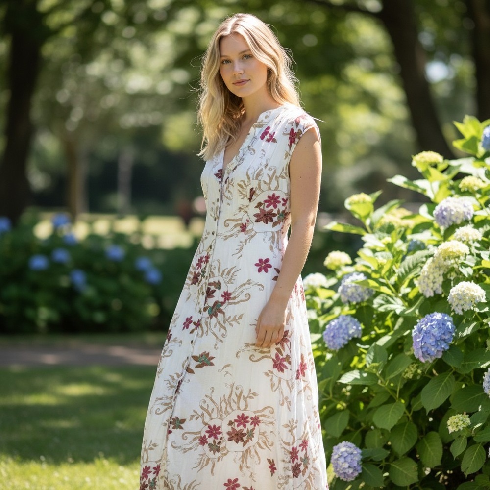 Free People Womens M Love You Forever Floral Maxi Dress Boho Cottage Country